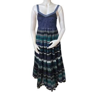 Free People Maxi Dress California Sunrise Accordion Pleats Bustier Size 4 (flaw)